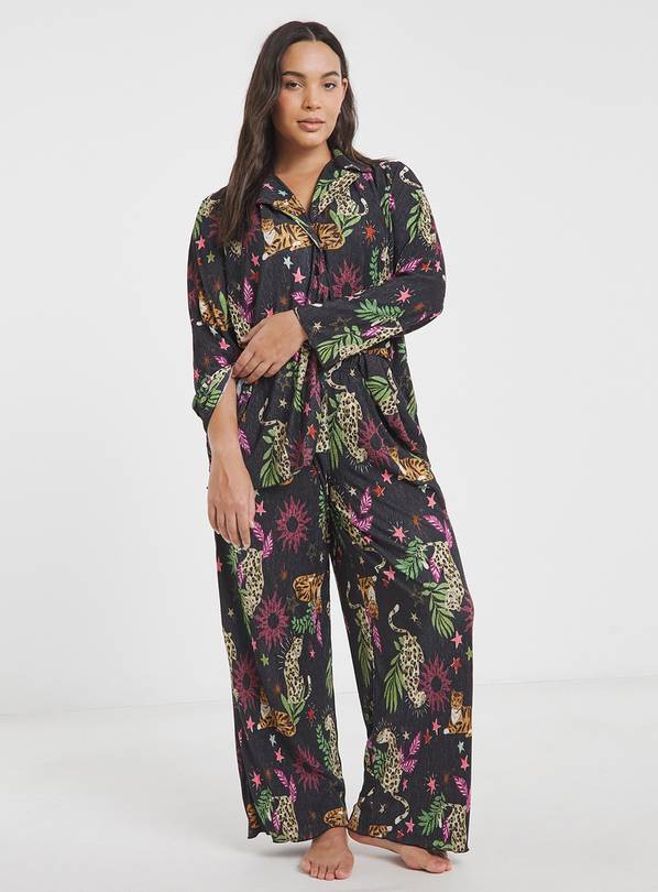 SIMPLY BE Button Through Plisse Pyjama Lounge Set 16-18